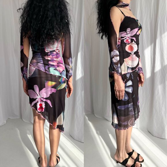 Jean Paul Gaultier fuzzi no tage 3 pieces mesh dress set spaghetti slip dress - Picture 8 of 12